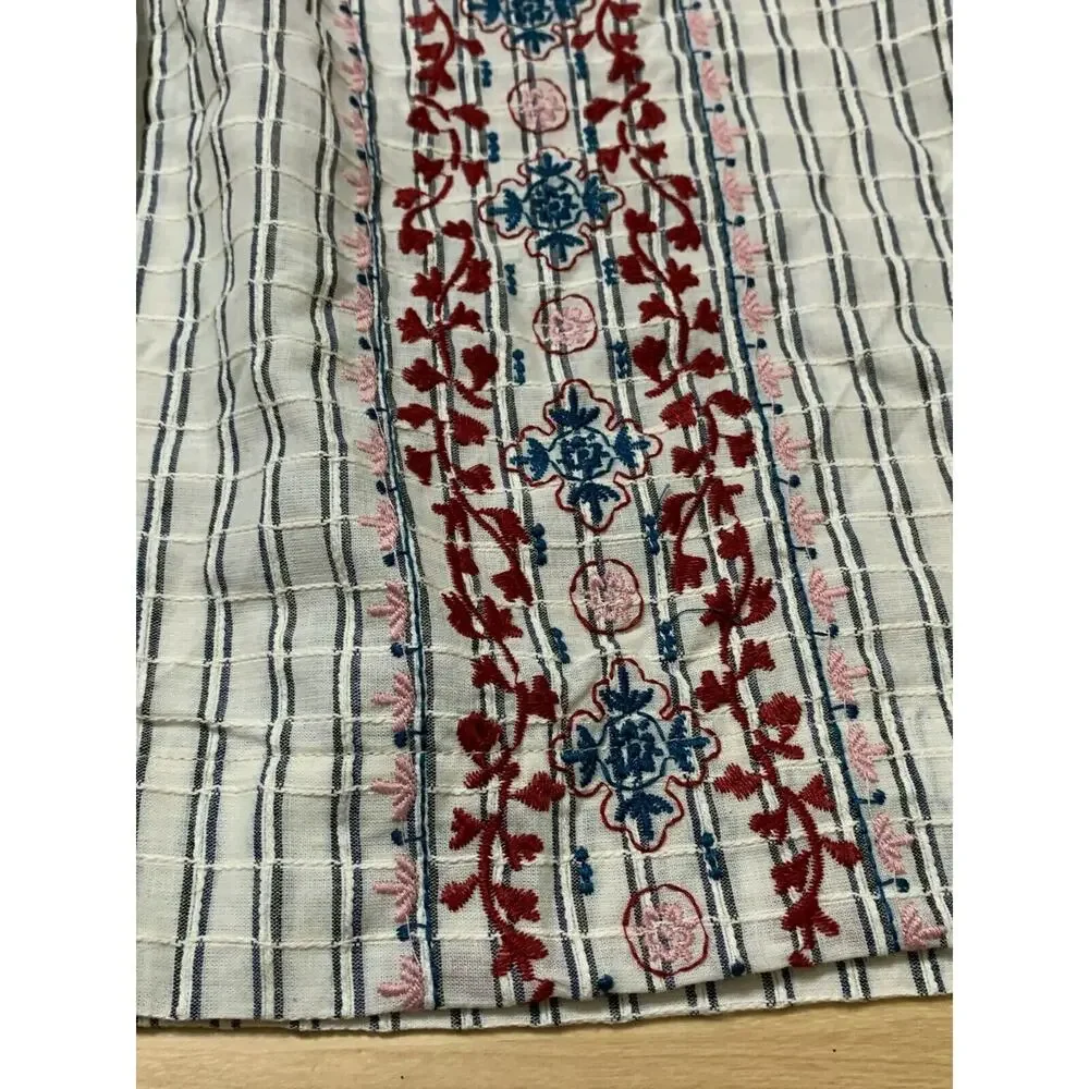 Universal Thread Stripe Embroidered Tassel Tie Strap Tank Top - Picture 7 of 10